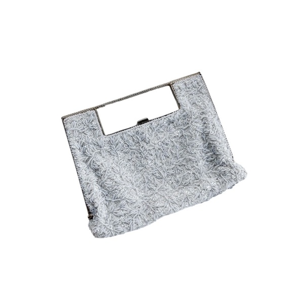 VINTAGE Beaded Elegant Cream Handbag - Picture 2 of 7